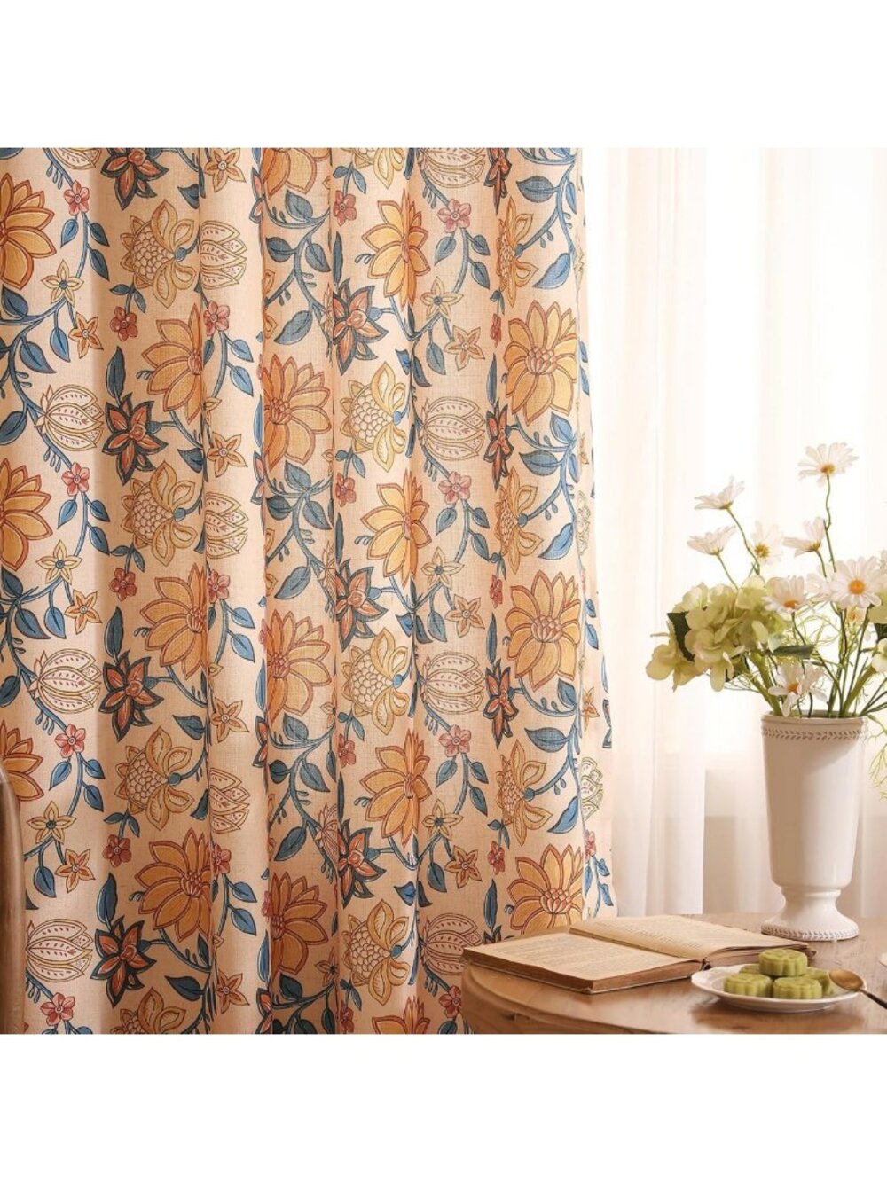 Elegant Vintage Printed Curtains, 2 Panels, 87"x53", Home Decor, Window